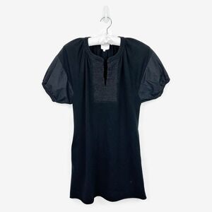 Sundays Puff Sleeve Mini Dress Size S Black Cotton Blend Pockets Casual Softcore